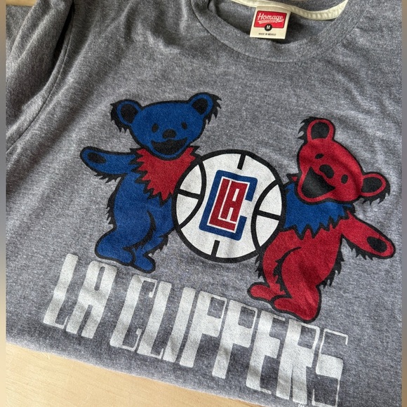 LA Clippers / Greatful Dead Gray Soft Vintage Feel Graphic Tee - Picture 2 of 5